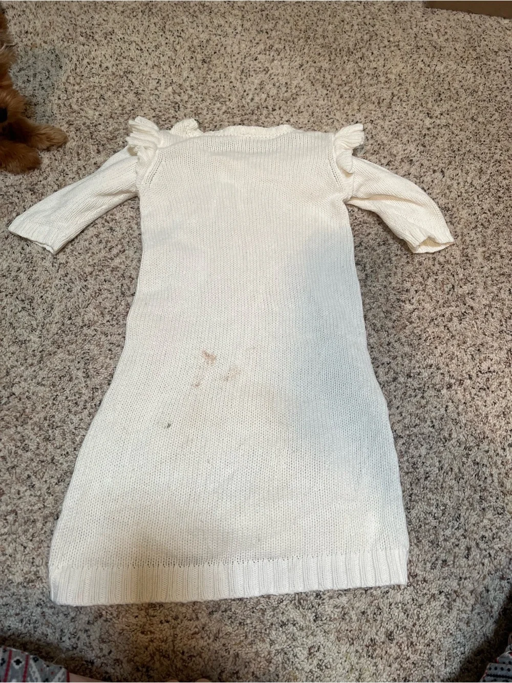 Carter's Sweater Dress White Ruffle Cableknit 6-6x